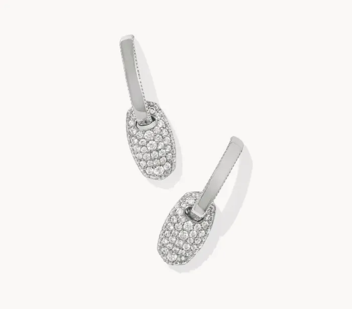 Kendra ScottBailey Silver Metal Pave Huggie Earrings in White Crystal 9608869751 KENDRA SCOTT Earrings Kendra ScottBailey Silver Metal Pave Huggie Earrings in White Crystal 9608869751 KENDRA SCOTT Earrings