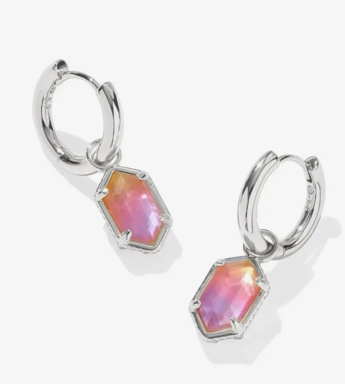 KENDRA SCOTT Earrings Kendra Scott Hallie Silver Huggie Earrings in Sunrise Watercolor Illusion 9608877847 KENDRA SCOTT Earrings Kendra Scott Hallie Silver Huggie Earrings in Sunrise Watercolor Illusion 9608877847