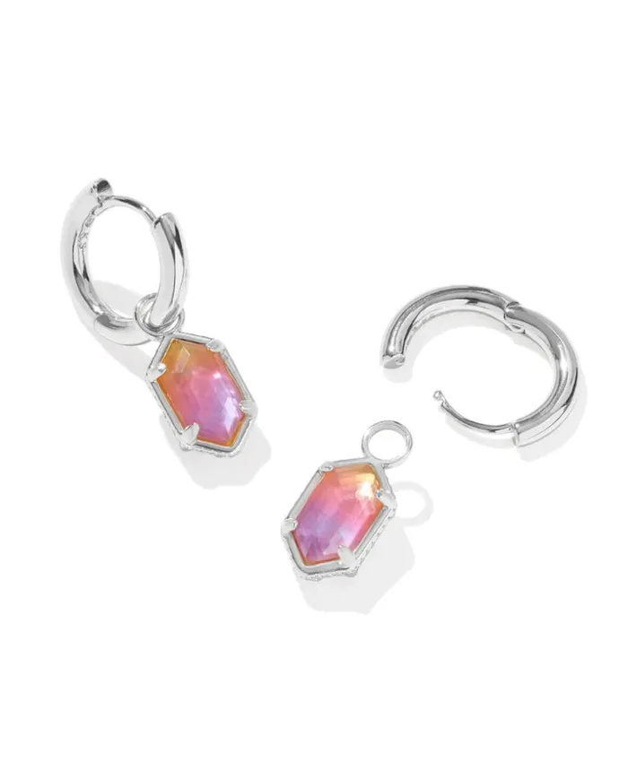 KENDRA SCOTT Earrings Kendra Scott Hallie Silver Huggie Earrings in Sunrise Watercolor Illusion 9608877847
