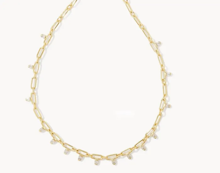 Kendra ScottLindy Gold Crystal Chain Necklace in White Crystal 9608862147 Kendra Scott Necklaces Kendra ScottLindy Gold Crystal Chain Necklace in White Crystal 9608862147 Kendra Scott Necklaces