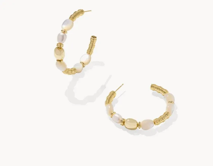 Kendra ScottMelody Gold Beaded Hoop Earrings in Freshwater Cultured Pearl 9608878279 Kendra Scott Earrings