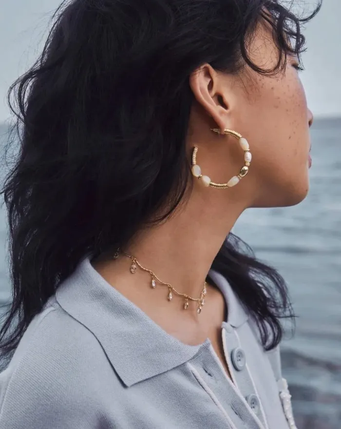 Kendra ScottMelody Gold Beaded Hoop Earrings in Freshwater Cultured Pearl 9608878279 Kendra Scott Earrings