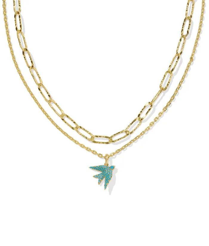KENDRA SCOTT PreStyled Sets Kendra ScottMELODY BIRD MLT STRD NCK GOLD TEAL CRYSTAL 9608874486