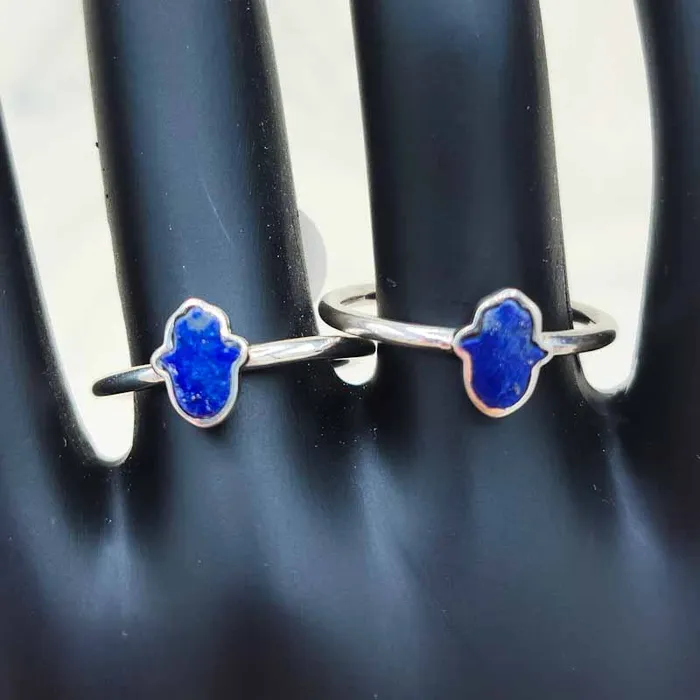 Lapis Lazuli Hamsa Hand Ring Sterling Silver Natural Creations Rings