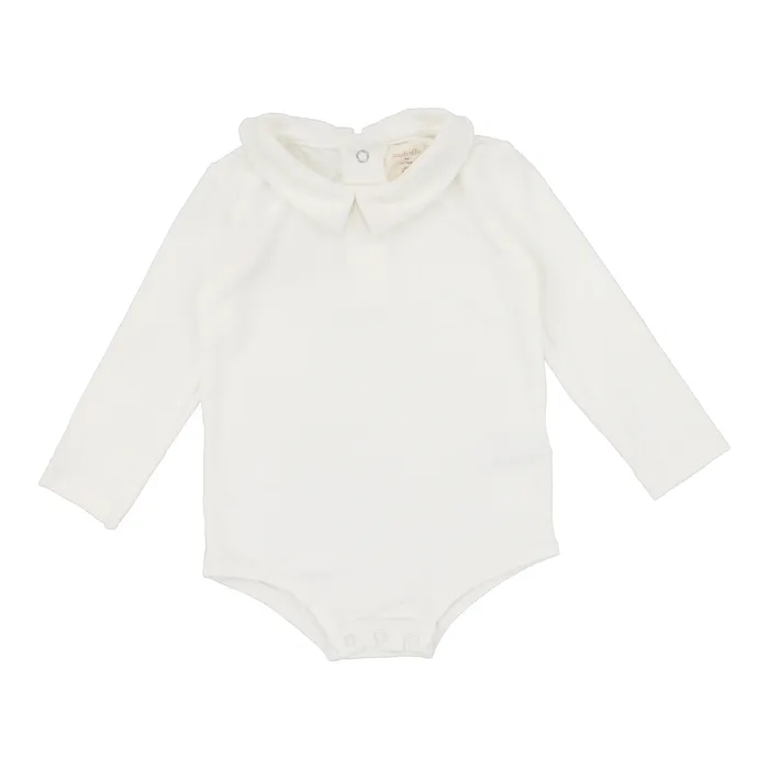 Lil Legs Collar Onesie Long Sleeve Winter White Lil Legs Rings