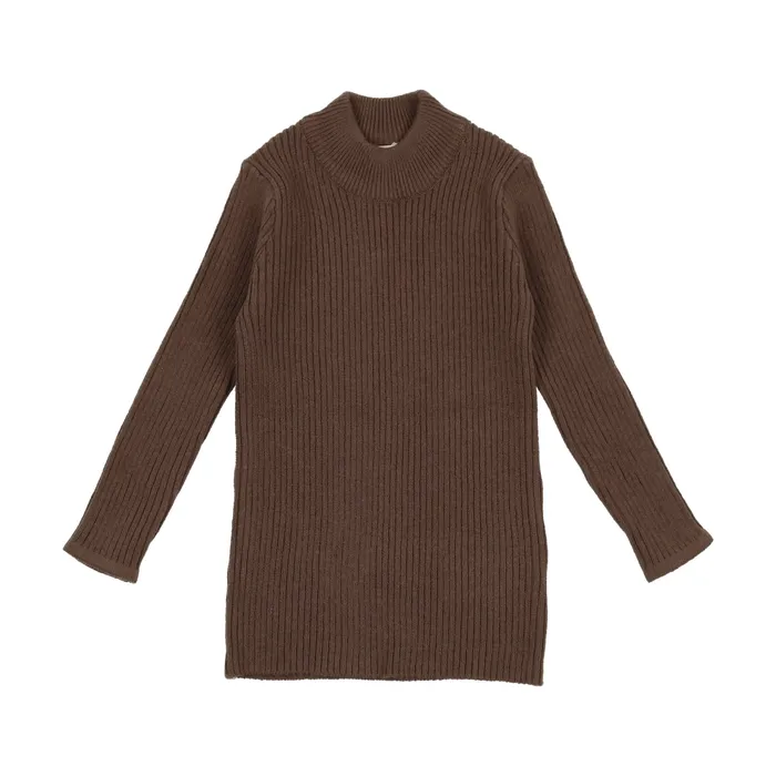 Lil Legs Earrings Lil Legs Knit Mock Neck Brown
