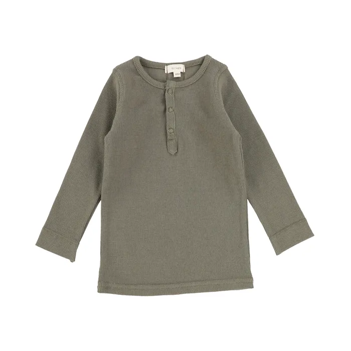 Lil Legs Earrings Lil Legs Snap Henley TShirt Olive