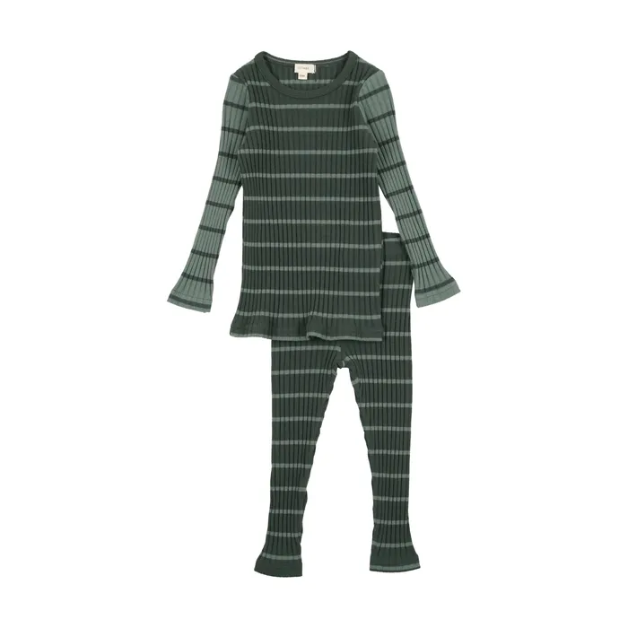 Lil Legs Earrings Lil Legs Striped Ribbed Set Green
