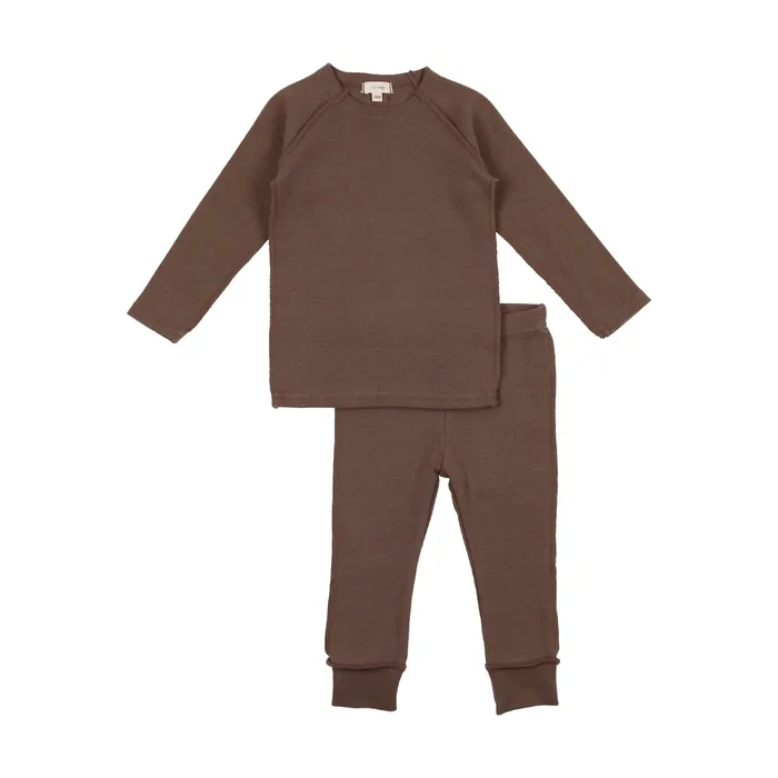 Lil Legs Lil Legs Boys Ribbed Set Taupe Earrings