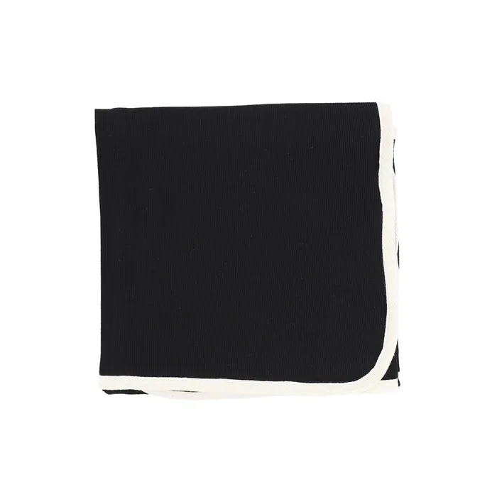 Lil Legs Lil Legs Ribbed Tab Blanket Black Rings