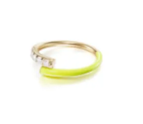 Lola Pinky Ring Yellow Enamel and Diamond size 35 Melissa Kaye Rings