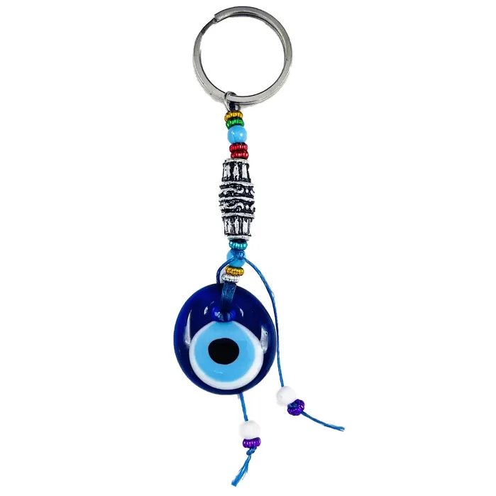 Loli Handmade Navy Glass Evil Eye Keychain Protective and Stylis Necklaces