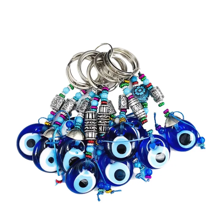 Loli Handmade Navy Glass Evil Eye Keychain Protective and Stylis Necklaces