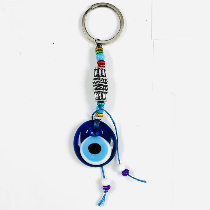 Loli Handmade Navy Glass Evil Eye Keychain Protective and Stylis Necklaces