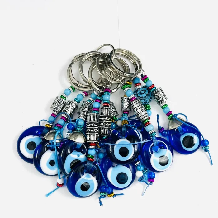 Loli Handmade Navy Glass Evil Eye Keychain Protective and Stylis Necklaces