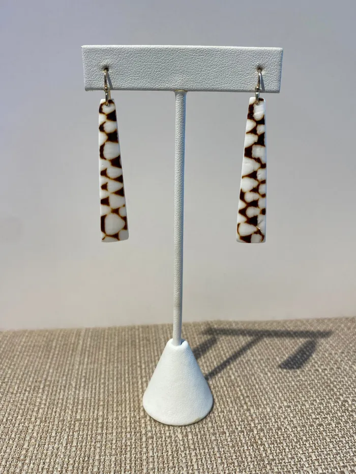 MarMar Jewels Boutique Earrings Large Marble Cone Rectangles on Gold