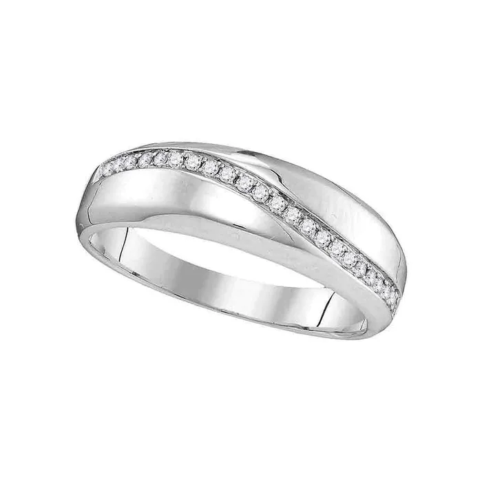 mayamila 10kt White Gold Womens Round Diamond Single Row Crossover Wedding Band 16 Cttw Rings mayamila 10kt White Gold Womens Round Diamond Single Row Crossover Wedding Band 16 Cttw Rings