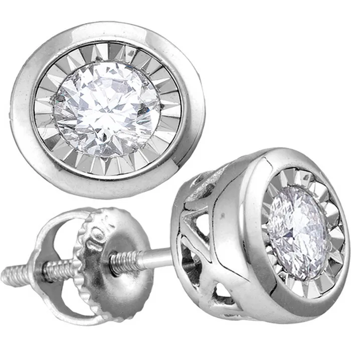 mayamila 10kt White Gold Womens Round Diamond Solitaire Illusionset Stud Earrings 110 Cttw Earrings mayamila 10kt White Gold Womens Round Diamond Solitaire Illusionset Stud Earrings 110 Cttw Earrings