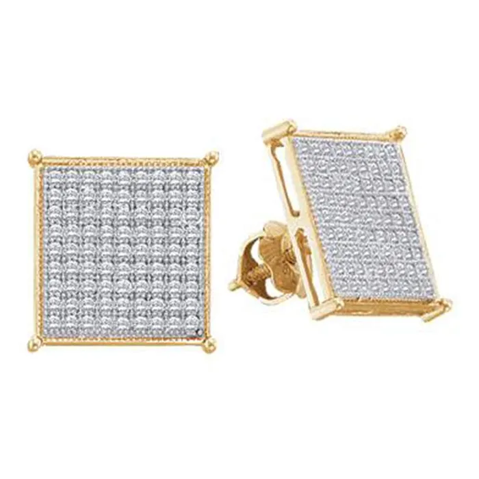 mayamila 10kt Yellow Gold Womens Round Diamond Square Cluster Screwback Earrings 12 Cttw Earrings mayamila 10kt Yellow Gold Womens Round Diamond Square Cluster Screwback Earrings 12 Cttw Earrings
