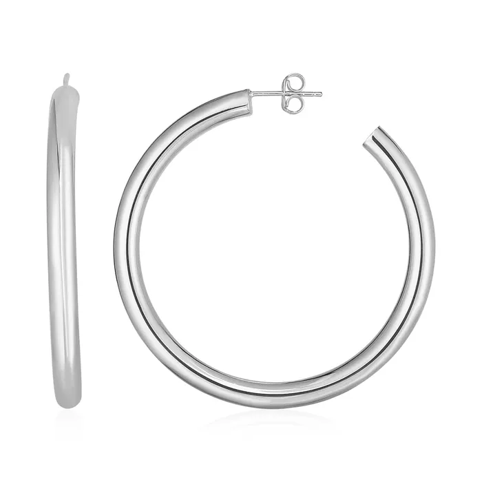 MayaMila 14k White Gold Polished Hoop Earrings Earrings