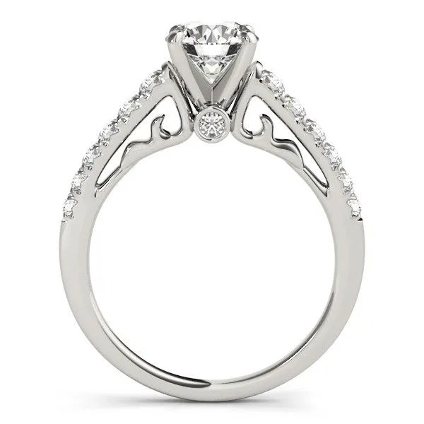mayamila 14K White Gold Scalloped Single Row Band Round Diamond Engagement Ring 1 38 ct tw Rings