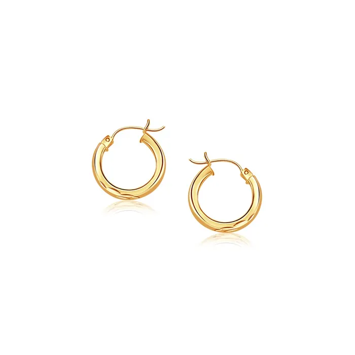 MayaMila 14k Yellow Gold Hoop Earring with DiamondCut Finish 20mm Diameter Earrings MayaMila 14k Yellow Gold Hoop Earring with DiamondCut Finish 20mm Diameter Earrings
