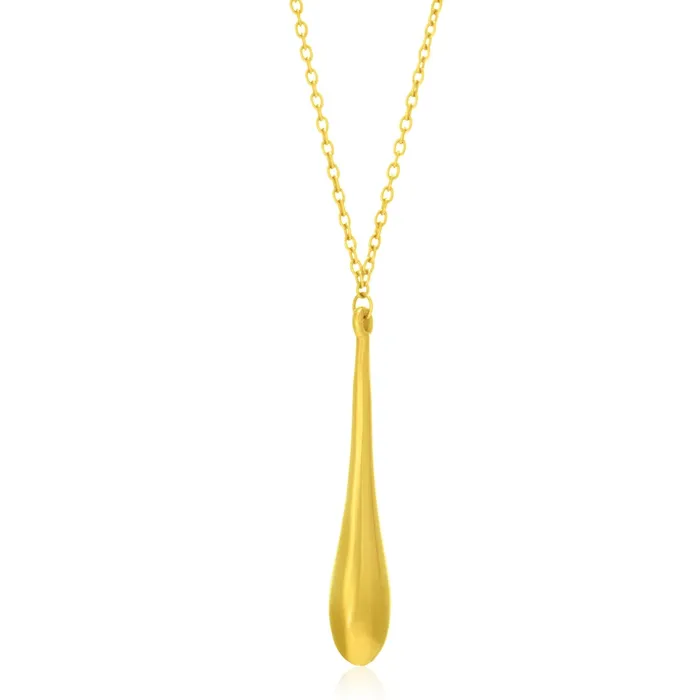 MayaMila 14k Yellow Gold Teardrop Shape Long Pendant Necklaces