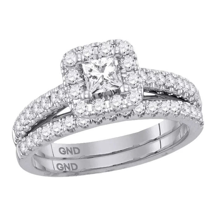 mayamila 14kt White Gold Womens Princess Diamond Bridal Wedding Engagement Ring Band Set 100 Cttw Rings mayamila 14kt White Gold Womens Princess Diamond Bridal Wedding Engagement Ring Band Set 100 Cttw Rings