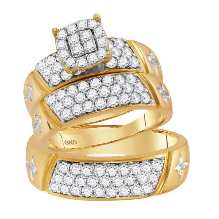 mayamila 14kt Yellow Gold His Hers Round Diamond Cluster Crosses Matching Bridal Wedding Ring Band Set 158 Cttw Rings mayamila 14kt Yellow Gold His Hers Round Diamond Cluster Crosses Matching Bridal Wedding Ring Band Set 158 Cttw Rings