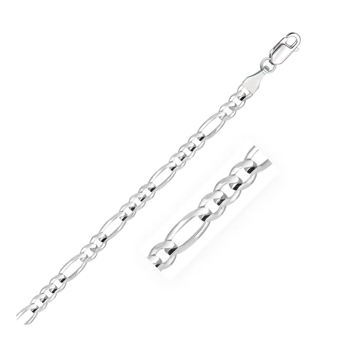 MayaMila 46mm 14k White Gold Solid Figaro Chain Necklaces