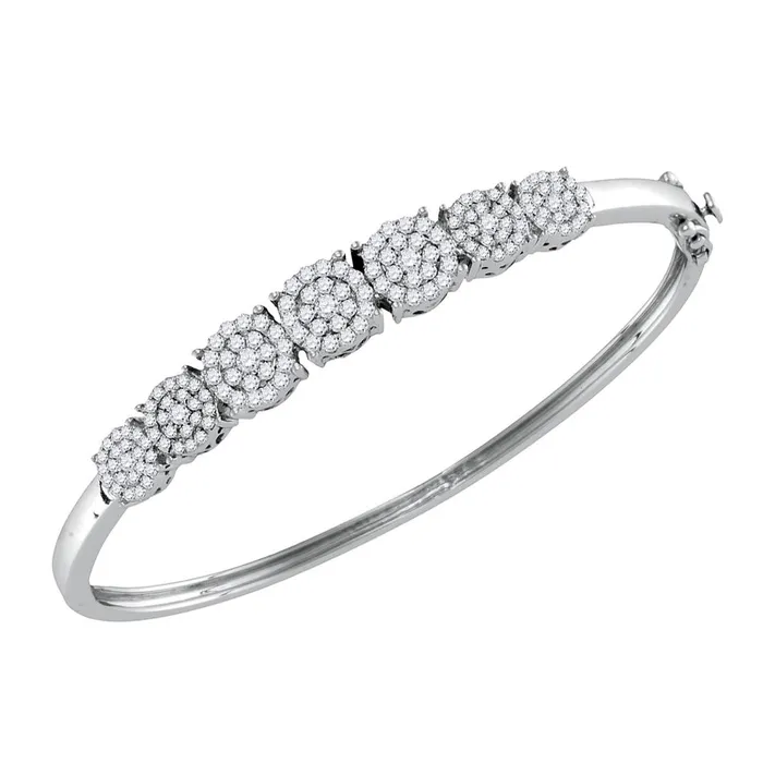 mayamila Bracelets 10kt White Gold Womens Round Diamond Concentric Cluster Bangle Bracelet 113 Cttw mayamila Bracelets 10kt White Gold Womens Round Diamond Concentric Cluster Bangle Bracelet 113 Cttw