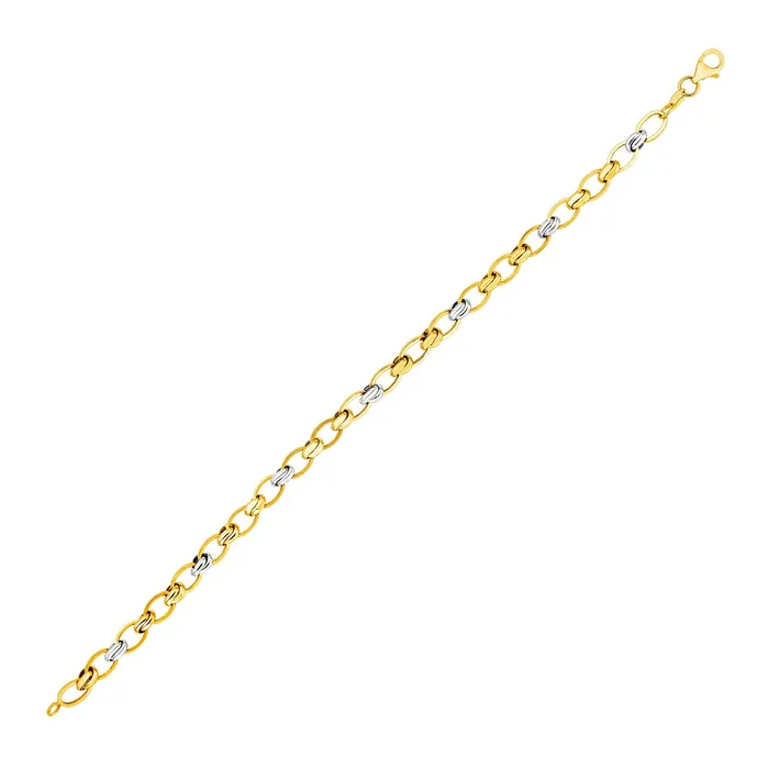 MayaMila Bracelets 14k Two Tone Gold Oval Link Bracelet