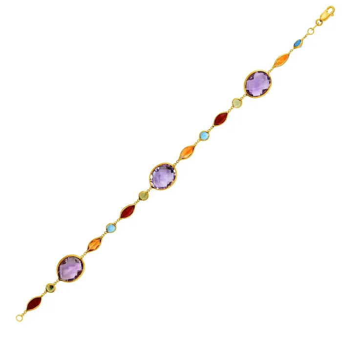 MayaMila Bracelets 14k Yellow Gold Bracelet with MultiColored Stones