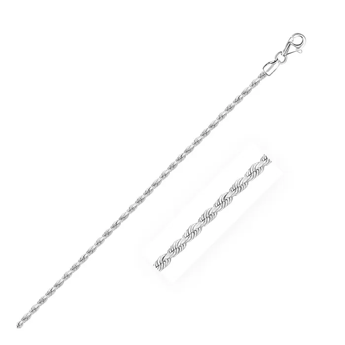 MayaMila Bracelets 225mm 14k White Gold Solid Diamond Cut Rope Bracelet
