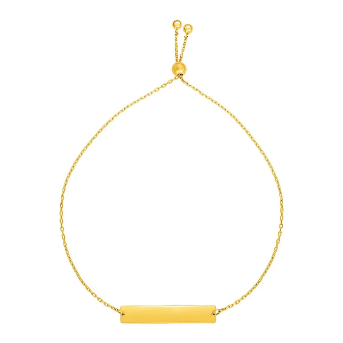 MayaMila Bracelets Adjustable Bracelet with Shiny Bar in 14k Yellow Gold MayaMila Bracelets Adjustable Bracelet with Shiny Bar in 14k Yellow Gold