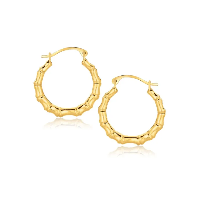 MayaMila Earrings 10k Yellow Gold Branch Motif Hoop Earrings