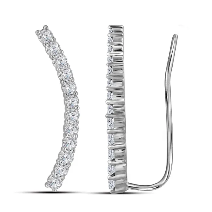 mayamila Earrings 10kt White Gold Womens Round Diamond Climber Earrings 34 Cttw mayamila Earrings 10kt White Gold Womens Round Diamond Climber Earrings 34 Cttw