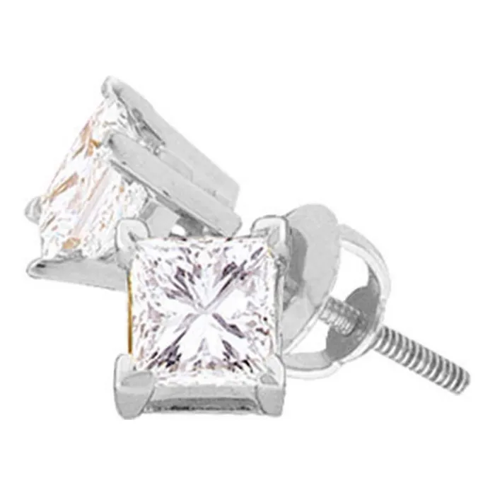 mayamila Earrings 14kt White Gold Unisex Princess Diamond Solitaire Studs Earrings 15 Cttw mayamila Earrings 14kt White Gold Unisex Princess Diamond Solitaire Studs Earrings 15 Cttw
