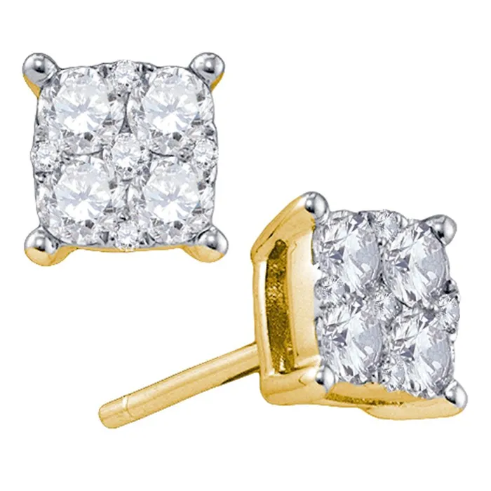 mayamila Earrings 18kt Yellow Gold Womens Round Diamond Cluster Screwback Earrings 58 Cttw mayamila Earrings 18kt Yellow Gold Womens Round Diamond Cluster Screwback Earrings 58 Cttw