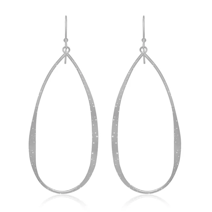 MayaMila Earrings Sterling Silver Teardrop Shape Stardust Dangling Earrings