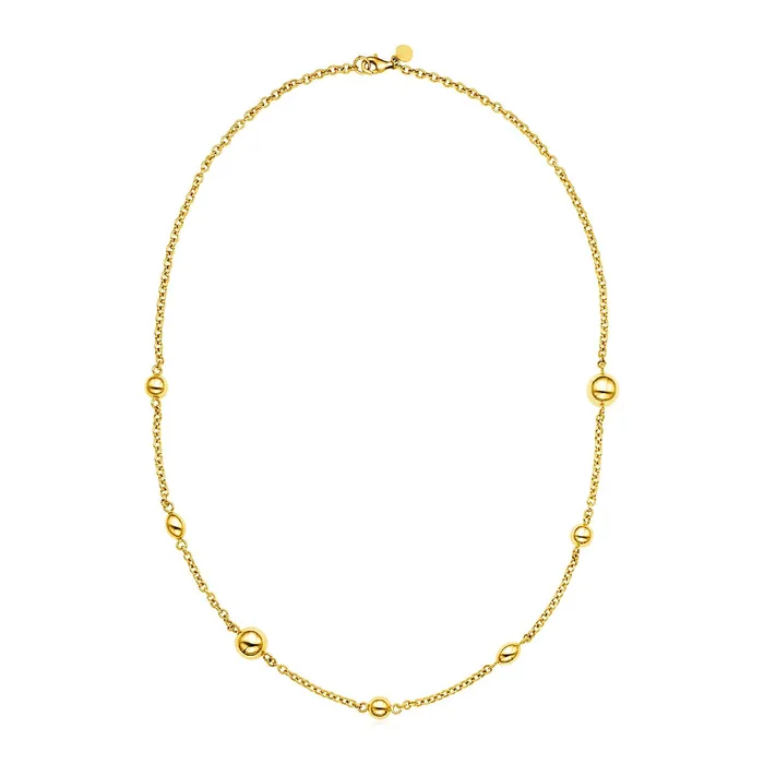 MayaMila Necklaces 14k Yellow Gold 24 inch Station Necklace with Spheres MayaMila Necklaces 14k Yellow Gold 24 inch Station Necklace with Spheres