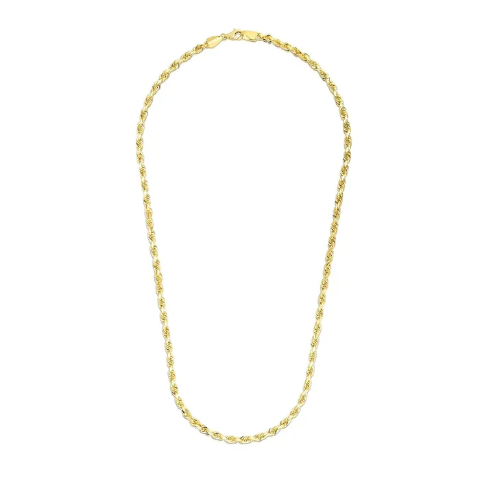 MayaMila Necklaces 35mm 14k Yellow Gold Solid Diamond Cut Rope Chain