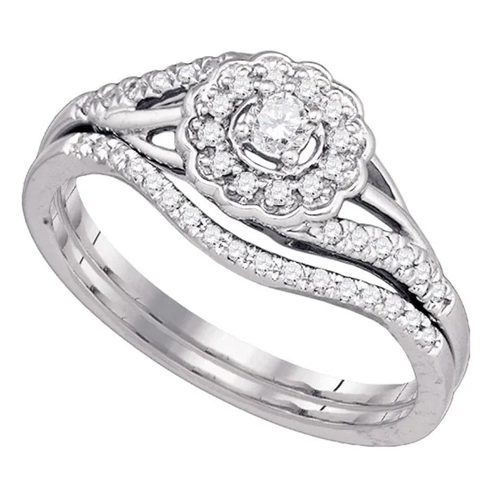mayamila Rings 10k White Gold Round Diamond Cluster Womens Wedding Flower Floral Bridal Ring Set 14 Cttw mayamila Rings 10k White Gold Round Diamond Cluster Womens Wedding Flower Floral Bridal Ring Set 14 Cttw