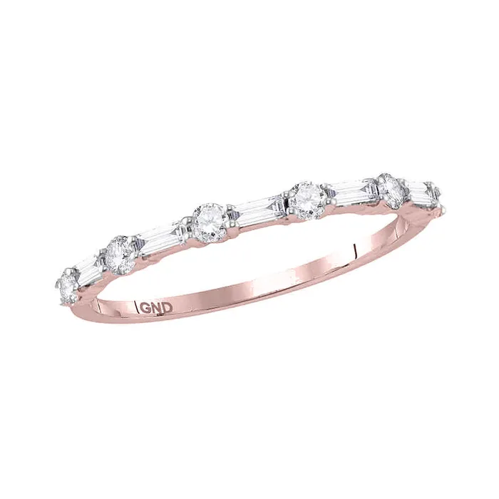mayamila Rings 10kt Rose Gold Womens Round Baguette Diamond Stackable Band Ring 13 Cttw mayamila Rings 10kt Rose Gold Womens Round Baguette Diamond Stackable Band Ring 13 Cttw