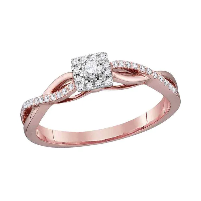 mayamila Rings 10kt Rose Gold Womens Round Diamond Solitaire Twist Bridal Wedding Engagement Ring 15 Cttw mayamila Rings 10kt Rose Gold Womens Round Diamond Solitaire Twist Bridal Wedding Engagement Ring 15 Cttw