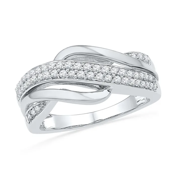 mayamila Rings 10kt Twotone Gold Womens Round Diamond Crossover Band Ring 13 Cttw mayamila Rings 10kt Twotone Gold Womens Round Diamond Crossover Band Ring 13 Cttw