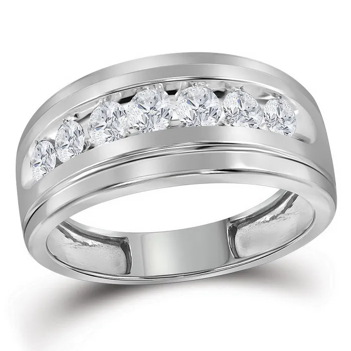 mayamila Rings 10kt White Gold Mens Round Diamond Wedding Band Ring 100 Cttw mayamila Rings 10kt White Gold Mens Round Diamond Wedding Band Ring 100 Cttw