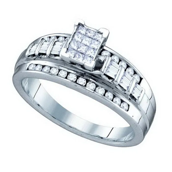 mayamila Rings 10kt White Gold Womens Princess Diamond Cluster Bridal Wedding Engagement Ring 12 Cttw mayamila Rings 10kt White Gold Womens Princess Diamond Cluster Bridal Wedding Engagement Ring 12 Cttw