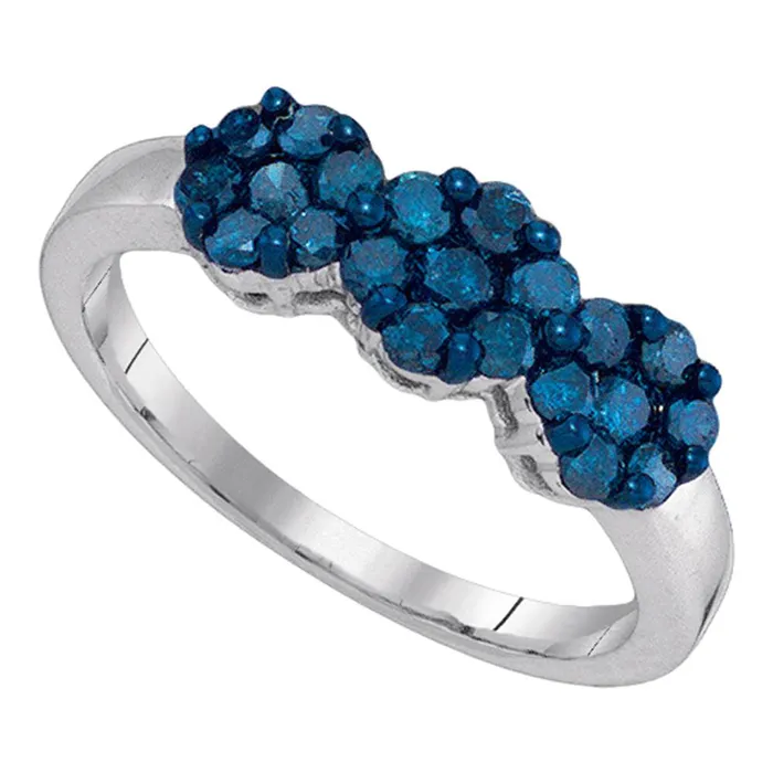 mayamila Rings 10kt White Gold Womens Round Blue Color Enhanced Diamond Cluster Ring 34 Cttw mayamila Rings 10kt White Gold Womens Round Blue Color Enhanced Diamond Cluster Ring 34 Cttw