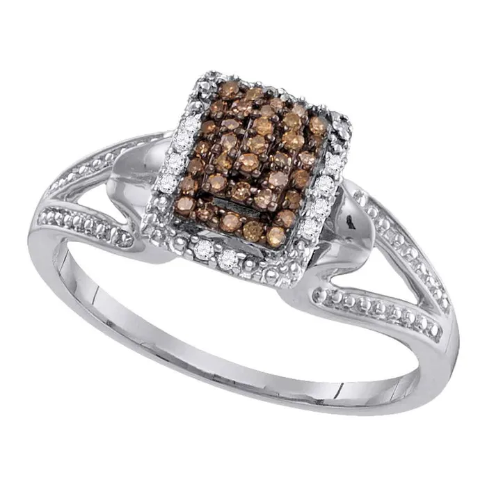 mayamila Rings 10kt White Gold Womens Round Cognacbrown Color Enhanced Diamond Cluster Ring 16 Cttw mayamila Rings 10kt White Gold Womens Round Cognacbrown Color Enhanced Diamond Cluster Ring 16 Cttw